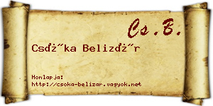 Csóka Belizár névjegykártya